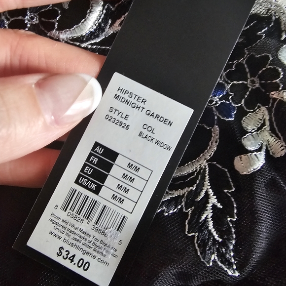 Hipster panties Navy Blue and Black Lace - Picture 4 of 4